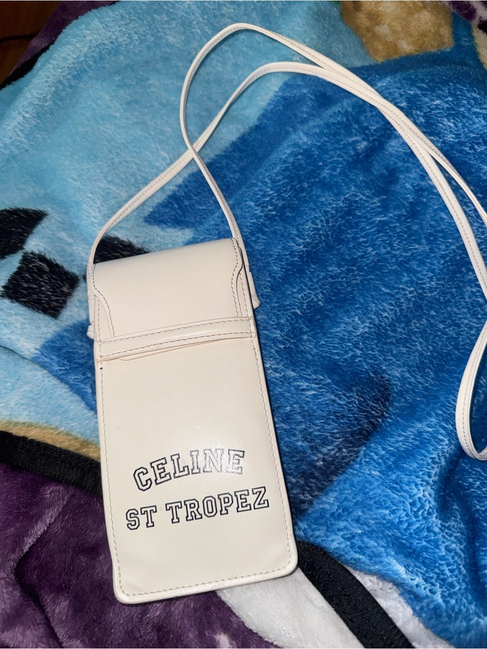 Celine Cream Leather Phone Crossbody Bag